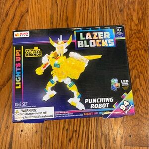 NWT Lazer Blocks Punching Robot - Bright Yellow and White
